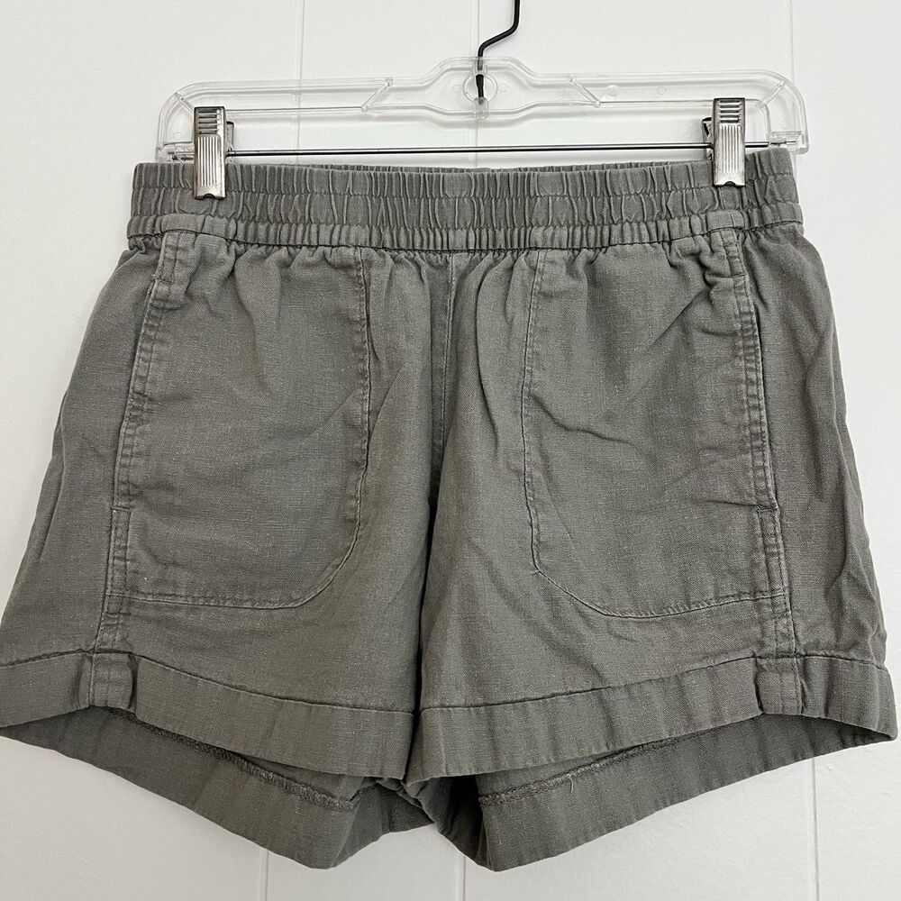Old Navy Women's Linen Beige Shorts Summer Beachy Coastal Cuffed Hem 4" Inseam S